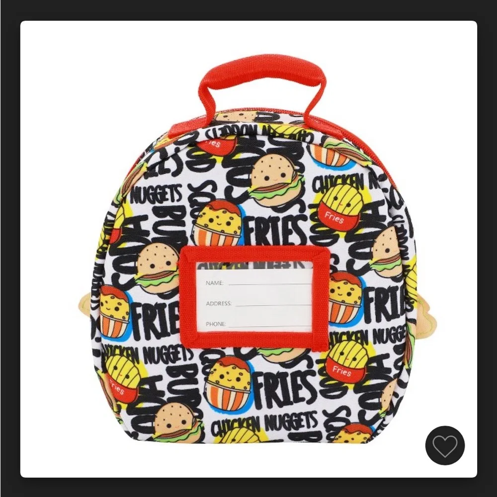 NWT Squishmallows Carl Cheeseburger and Fyold the Fries Lunch Bag